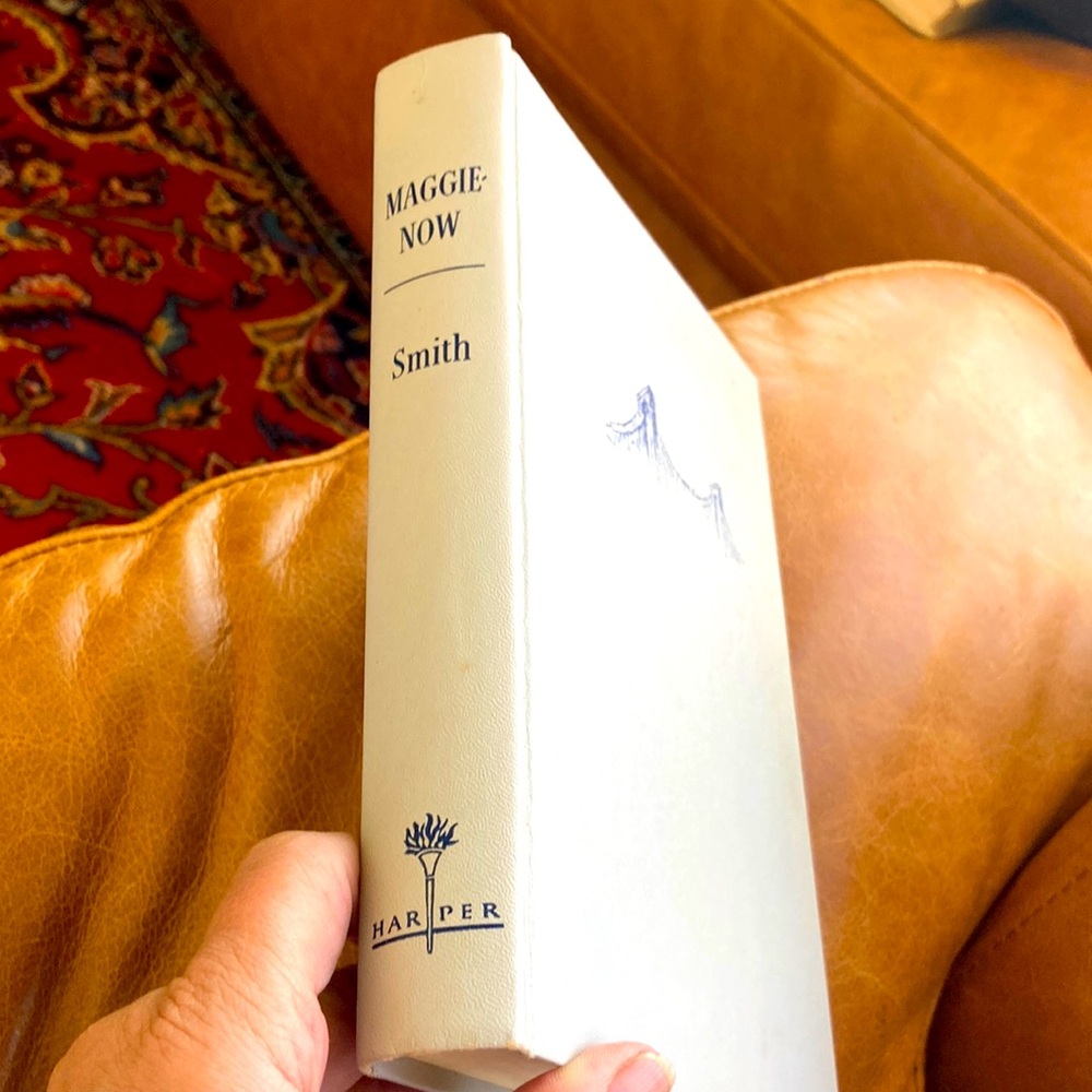 Harper vintage novel.  Maggie Now 1958 gray hardcover. Navy lettering.